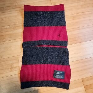 Lauren Ralph Lauren Red and Black Knit Scarf